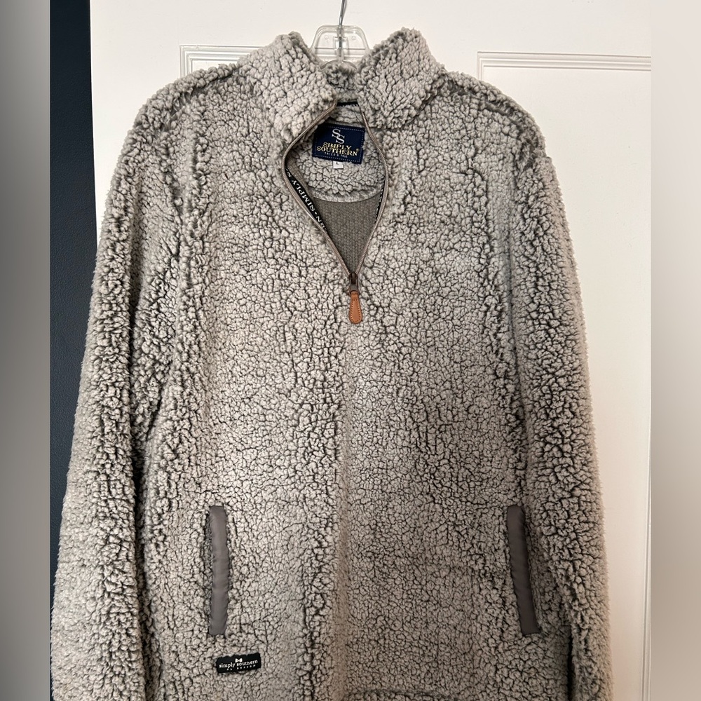 Simply Southern Light Gray Sherpa pullover